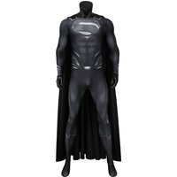 Black Clark Kent Cosplay Costume Men Jumpsuit Superhero Halloween Carnival Fitting Suit Bodysuit Cape Party Clothes Justice