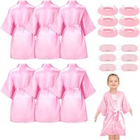 6/5/1Pcs Spa Party Robes Kimono Robe for Girls Silk Satin Kids Bathrobe Birthday Squad Robes Flower Slumber Robe Party Supplies