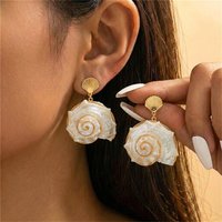 Ocean White Shell Conch Pendant Earring For Women Unique Wire Wrapped Conch Starfish Dangle Earring Summer Beach Holiday Jewelry
