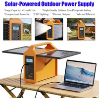 150W Portable Solar Power Station with LED Light & Solar Panel 220V 110V Power Supply Solar Generator Outdoor Backup Power