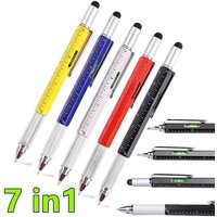 7 In 1 Multifunction Ballpoint Pen With Modern Handheld Tool Measure Technical Ruler Screen Stylus Pen Screwdriver Spirit Level