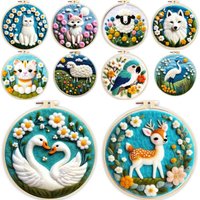 Frame Wool Felting Painting Starter Kit Handmade With Embroidery Animal Crafts Package Diy Felting Needle Kit Home Decoration