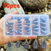 30pcs Fishing Weights Kit 3.5g 5g 7g 10g 14g Deep Sea Fishing Sinkers Weights with Swivel for River Saltwater Freshwater