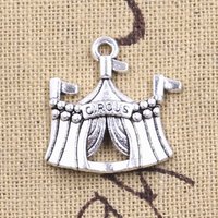 12pcs Charms Camping Travel Tent 22x24mm Antique Silver Color Pendants DIY Crafts Making Findings Handmade Tibetan Jewelry