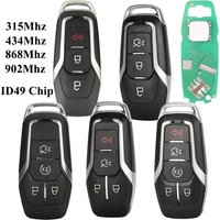 jingyuqin Remote Car Key for Ford Mondeo Explorer Mustang Focus Fusion S-Max Galaxy KeylessGo 315/433/868/902Mhz ID49 Control