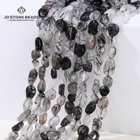 1 Strand 6-8mm Natural Stone Black Rutilated Quartz Irregular Beads Loose Spacer Bead for Jewelry Making Diy Necklace Bracelet
