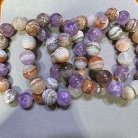 AAAA Natural New Mexican Agate Mix Amethyst Round Beads 14mm Bracelet Natural Gemstone Jewelry Bangle Christmas Gift Wholesale