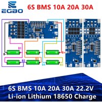 6S BMS 10A 20A 30A 22.2V Li-ion Lithium 18650 Charge Protection Board With Balance And Temperature Control Protection