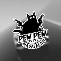 "Pew Pew Madafakas" Cat with Guns Vinyl Sticker Waterproof Decal for Laptop Water Bottle Phone Car Van Tent Wall Decor
