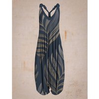 Bohemian Women's V-neck Sleeveless Jumpsuit Retro Ethnic Halter Top Harem Pants Beach Fashionable Casual Floral Print Jumpsuit
