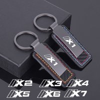 Zinc Alloy Leather Car Emblem Keychain Keyring Key Chain Gift Anti-loss Pendant For BMW X1 X2 X3 X4 X5 X6 X7 Styling Accessories