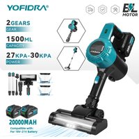 YOFIDRA Brushless Electric Vacuum Cleaner 1800W Cordless Powerful Suction Household Cleaning Tool For Makita 18V Battery Pin
