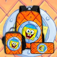 Cute Potdemiel Child School Backpack with Lunch Bags ,Pencil Bags ,School Bags for Boys Girls S-Sponge-BobS Best Gift
