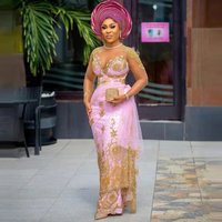 Nigerian African Elegant Wedding Guest Dress Evening Wear Aso Ebi Style Formal Party Gowns Burnt Orange Beaded Lace Prom Dresses