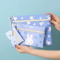 Kawaii Miffy Cute Three Piece Zipper Storage Bag Makeup Bag Stationery Miscellaneous Items ID Storage Bag Gift Toy for Girl