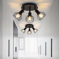 Spot de Plafond LED 3/4/6 Ampoule Ronde Noir 350 ° Spot de plafond E14 Spot de plafonnier Projecteur de plafond pivotant
