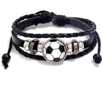 Football Bracelet Adjustable Leather Bracelet Punk Bracelet Fashion Mens Wristband Wrap Bracelets Football Gifts for Teen Boys