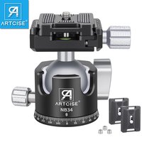 ARTCISE 28/34mm Ball Low Profile CNC Tripod Head with 2 Arca Swiss Quick Release Plates,360 Panoramic Ball Head for DSLR Cameras