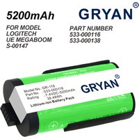 GRYAN 5200mAh Speaker Battery 533-000116, 533-000138 for Logitech S-00147, UE MegaBoom, UE MegaBoom 1