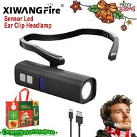 Running Headlamp with Ear Clip, Induction Rechargeable LED Headlight,Hands-Free Waterproof Head Torch for Cycling Fishing Hiking