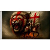 England Flag 2x3ft 3x5ft with Lion Horse Polyester Outdoor Banner British National Flag for Garden Yard Home Party Decor