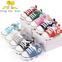 Neue Babyschuhe Jungen Mädchen Klassische Leinwand Lässige Turnschuhe Frühling Neugeborenen Erste Wanderer Kleinkind Weiche Sohle Rutschfeste Wanderschuhe