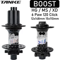 TANKE MTB Bike Hub BOOST 148 Bicycle Hubs 120 Click 6 Claws Bearing 32H 28H HG XD MS Disc Brake Micro Spline 8 9 10 11 12 Speed