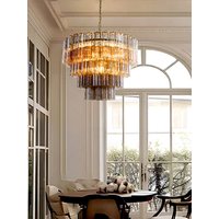 Smokey Gray Flower Glass Pendant Lights LED Home Decor Classical Taper Hanging Lighting Fixture Living Room Ceiling Lamp Lustre
