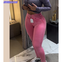 Fashion Elegant Korean Style Clothes Pencil Pants Women Skinny Jeans Mid Waisted Stretch Trousers Washed Y2k Female Clothing