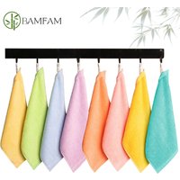 1/4/8pcs 25x25CM Square Towel Bamboo Fiber Hanging Loop Kindergarten Kids Baby Hanging Towel Small Washcloth Bathroom Towels