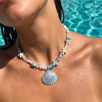 Boho Y2K Cute Shell Starfish Necklace for Women 2026 Summer Beach Vibe Beaded Choker Fairy Grunge Aesthetic Jewelry Party Gift