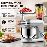 6L Multifunktionaler Planetenrührer 1900W 6-Gang Küchenmaschine All-in-One Teigkneter, Fleischzerkleinerer, Wurstmaschine, Mixer Haushalts-Küchenmaschine