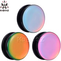 KUBOOZ Classic Stainless Steel Circle Color Ear Expander Tunnels Piercing Body Jewelry Plugs Earrings Gauges Stretchers 2PCS