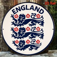 Vintage England Football Tin Sign 8 Inch Retro Round Aluminum Plaque for Pub Bar Wall Decor