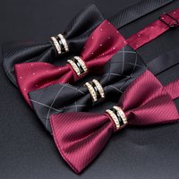 Men's Stripe Luxury Bowtie Necktie Formal Business Wedding Party Black Bow Tie Male Dress Shirt Accessories Gifts for Men Ties