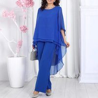 Fashion Solid Color Chiffon Pant Sets Autumn New Casual Two Piece Outfits Woman Elegant Loose Office Party Clubwear Solid Sets