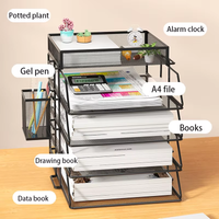 Black Metal Desktop File Organizer – Large Open Shelf with Free Combination,Save Space & Declutter Desk for Books,Folders.