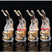 4pcs High Quality Gold Plated Spade Plug Speaker Cable Wire Connector Speaker Terminals HiFi Fork Connector