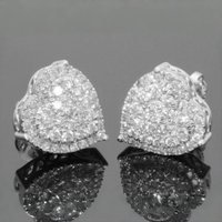 Fashion Silver Color White CZ Stud Earrings Woman Heart Party Daily Wear