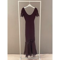Elegant Lace Splice Knitted Long Dress Women's Summer Fashion High-End Sensation French Style Short Sleeve Bodycon Dress