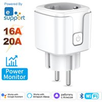 Ewelink Smart WiFi EU Plug Socket With Power Monitoring Timing Function 16A/20A Outlet Voice Works with Alexa Google Home Alice