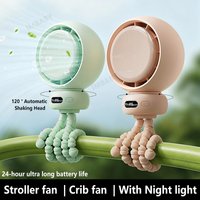 Baby Portable Fan Hand Held Rechargeable Bladeless Foldable for Stroller,crib,Car Seat, Mute with Night Light Music Phone Holder