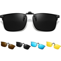 VIVIBEE Flip Up Clip On Sunglasses Fishing Polarized Men Square UV400 Men Night Vision Driving Anti Glare Sun Glasses