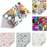Reusable Self-adhesive Hundred Sticker Cloth Silent Square Protection Bag Camera Lens Organizer Cute Laptop Bag for Cosmetics