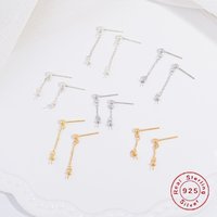 S925 Sterling Silver Simple And Versatile Small Ball with Chain Long Tassel Earrings DIY Pearl Earring Accessories SE83