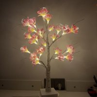 1PC 24LED Camellia Birch Tree Lamp - Inodoor Tabletop Night Light for Home, Bedroom, Wedding & Holiday Decor