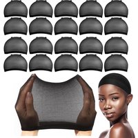 4/20pcs Black Wig Cap Elastic Breathable Invisible Wig Caps Perfect For Professional Use,2pcs/Pack