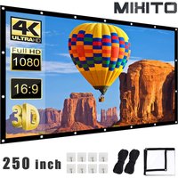 MIXITO High-Density 250 Inch White Wrinkle-Free Soft Projector Screen Portable Foldable Indoor Outdoor Projector Movies Screen