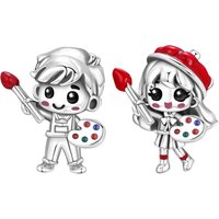 MISEFF S925 Sterling Silver Charm Character Profile Cute Little Artists Boy Girl Bead For Bracelet DIY Jewelry Making Women Gift
