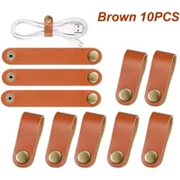 A Top Quality Leather Cable Straps Adjustable Cord Organizer Holder For USB Cables Headphone Wires Management